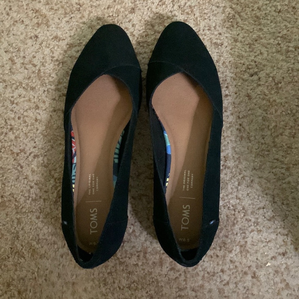 Toms Julie black suede flats